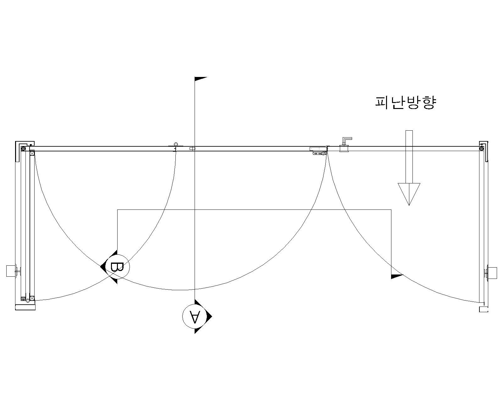 무턱 3짝 접이식 매립 방화문